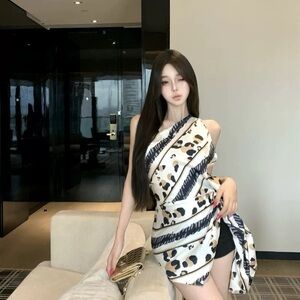 Leopard Print One-Shoulder Dress